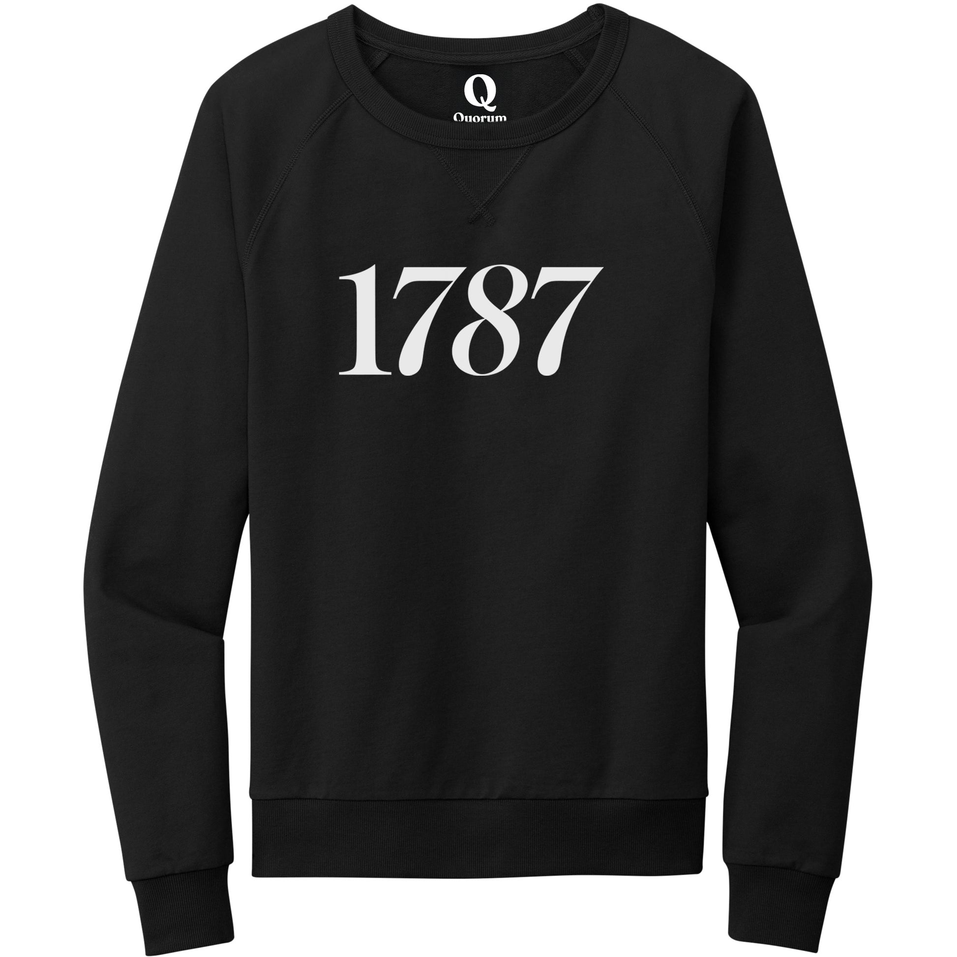 "1787." Quorum Crewneck Sweatshirt editorial print in Deep Black