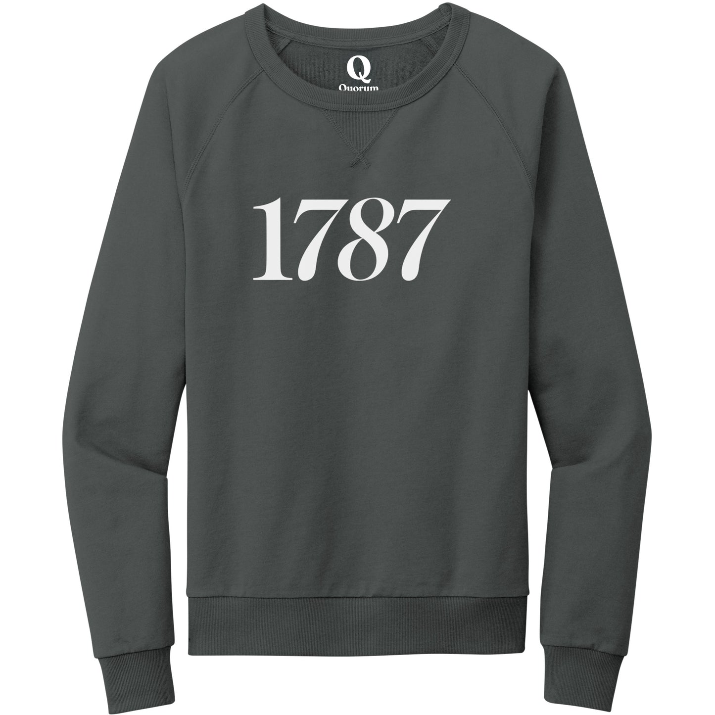 "1787." Quorum Crewneck Sweatshirt editorial print in Terrain Grey