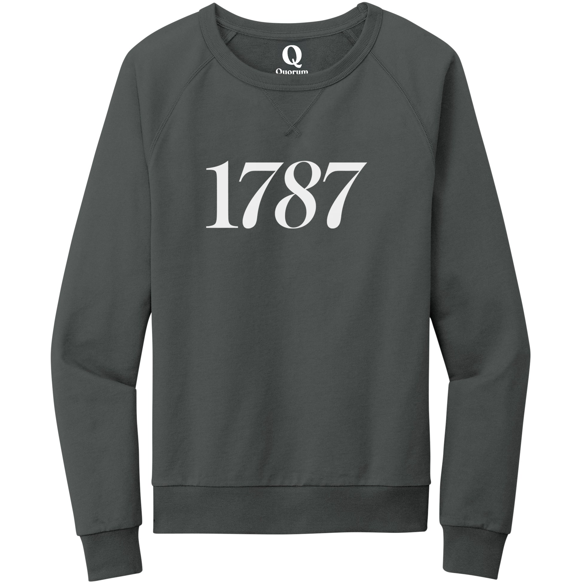 "1787." Quorum Crewneck Sweatshirt editorial print in Terrain Grey