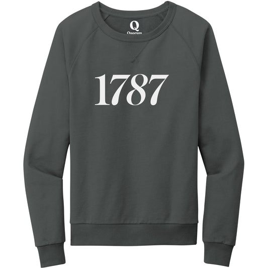 "1787." Quorum Crewneck Sweatshirt editorial print in Terrain Grey