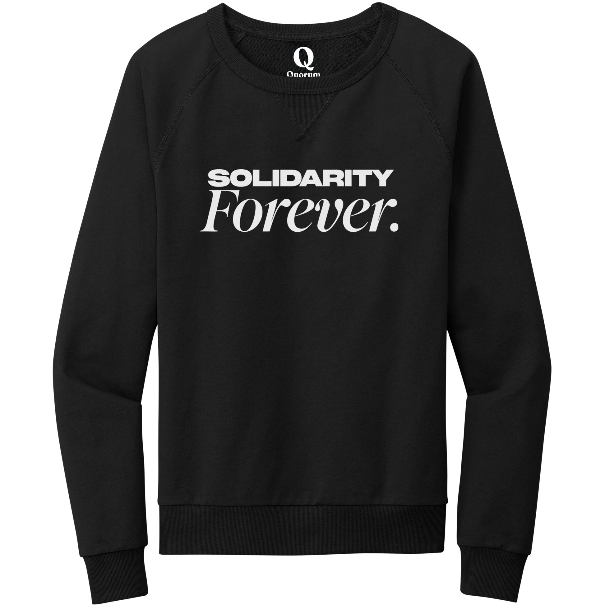 "Solidarity Forever." Quorum Crewneck Sweatshirt editorial print in Deep Black