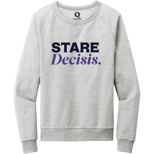 "Stare Decisis." Quorum Crewneck Sweatshirt front print in Granite Grey Heather