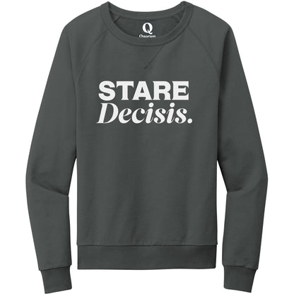 "Stare Decisis." Quorum Crewneck Sweatshirt editorial print in Terrain Grey
