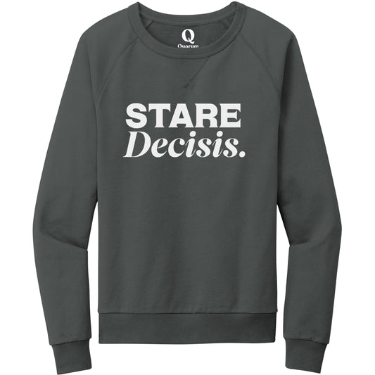 "Stare Decisis." Quorum Crewneck Sweatshirt editorial print in Terrain Grey