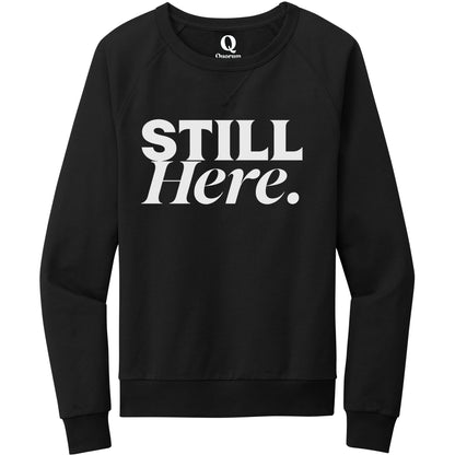 "Still Here." Quorum Crewneck Sweatshirt editorial print in Deep Black