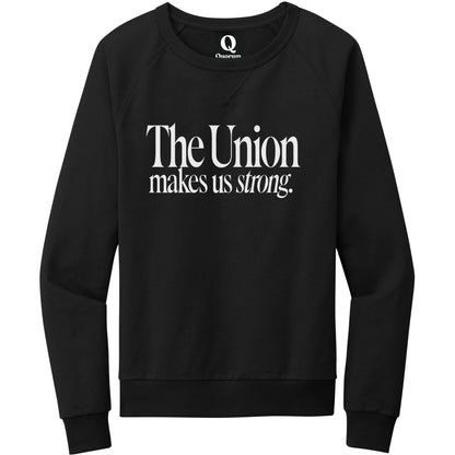 "The Union makes us strong." Quorum Crewneck Sweatshirt editorial print in Deep Black