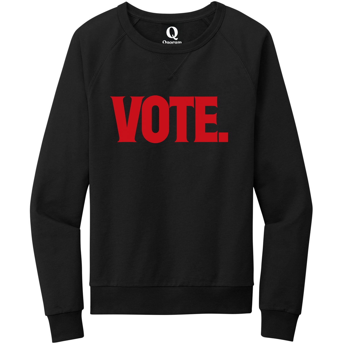 "Vote." Quorum Crewneck Sweatshirt front print in Deep Black