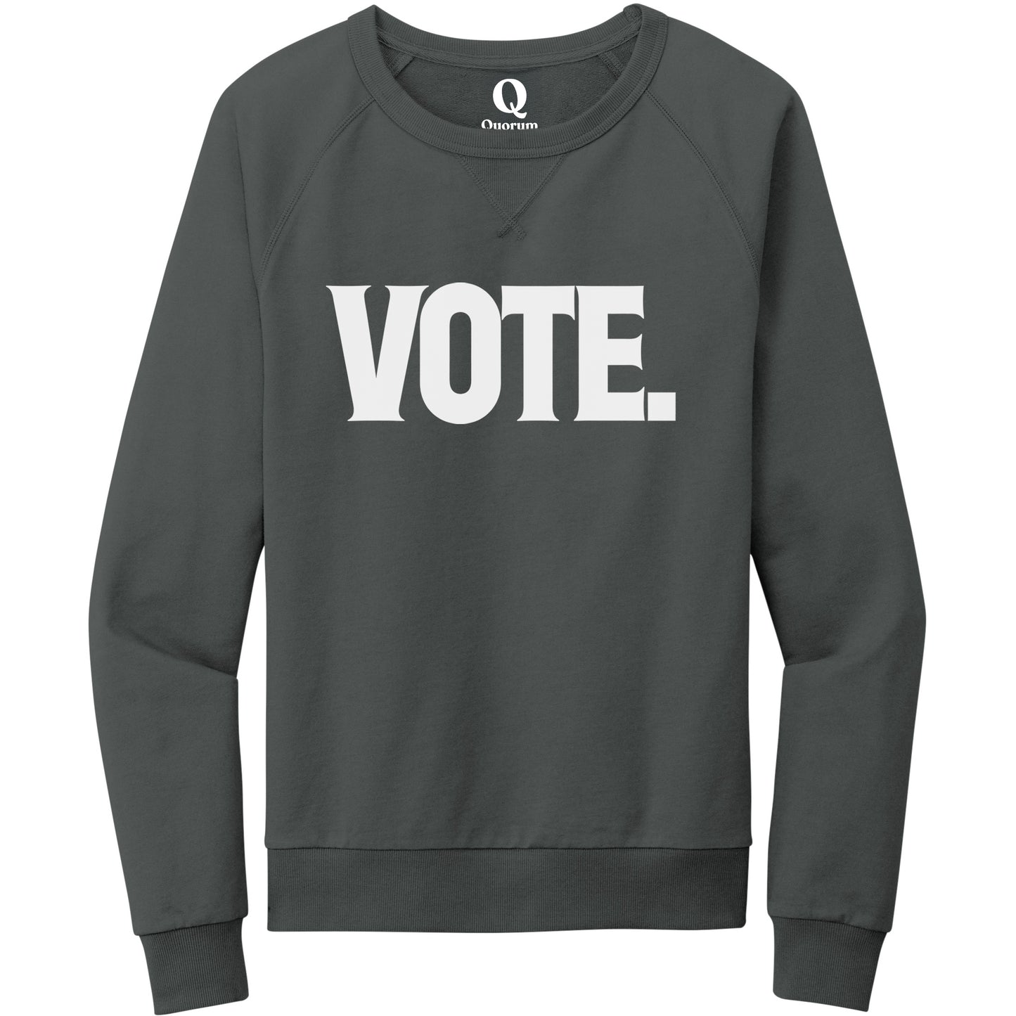"Vote." Quorum Crewneck Sweatshirt editorial print in Terrain Grey