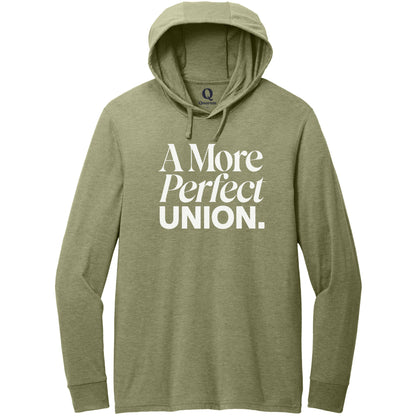 "A More Perfect Union." Quorum Tri-Blend Hoodie Tee editorial print in Olive You Green