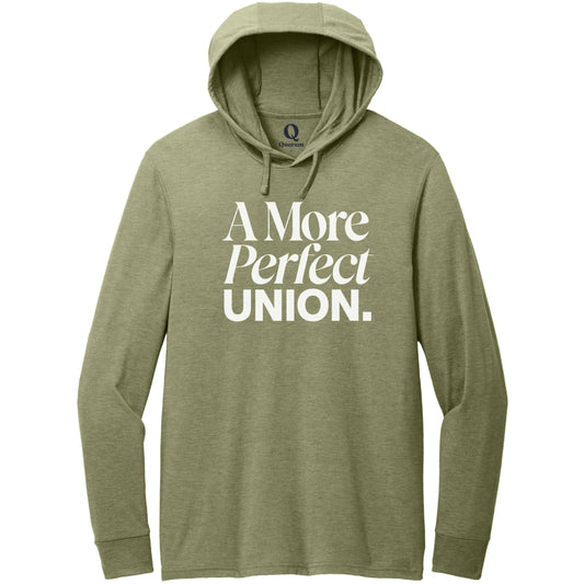 "A More Perfect Union." Quorum Tri-Blend Hoodie Tee editorial print in Olive You Green