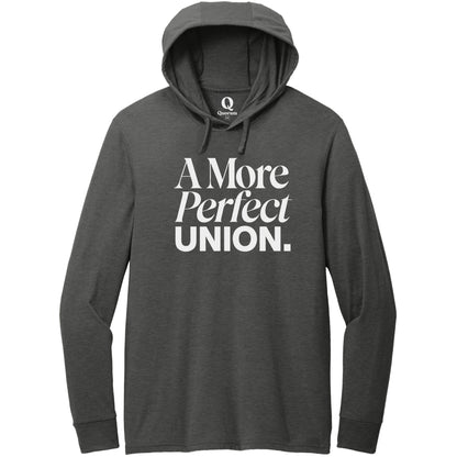 "A More Perfect Union." Quorum Tri-Blend Hoodie Tee editorial print in Space Black