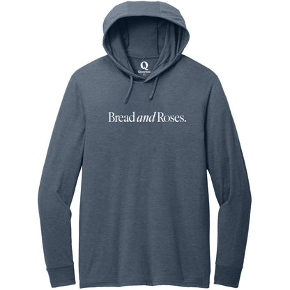 "Bread and Roses." Quorum Tri-Blend Hoodie Tee editorial print in Rebel Blue