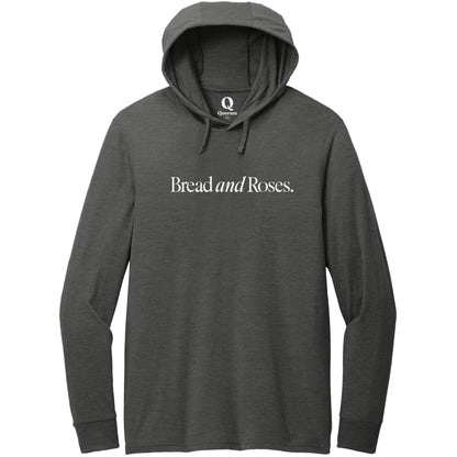 "Bread and Roses." Quorum Tri-Blend Hoodie Tee editorial print in Space Black