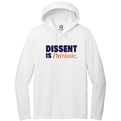 "Dissent is Patriotic." Quorum Tri-Blend Hoodie Tee front print in Bright White