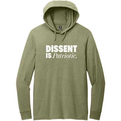 "Dissent is Patriotic." Quorum Tri-Blend Hoodie Tee editorial print in Olive You Green