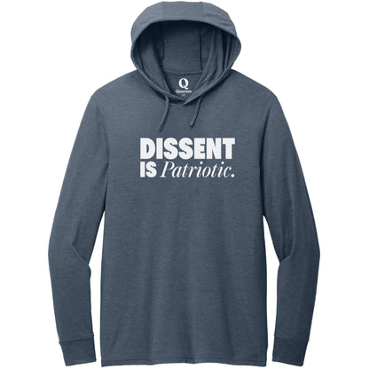 "Dissent is Patriotic." Quorum Tri-Blend Hoodie Tee editorial print in Rebel Blue