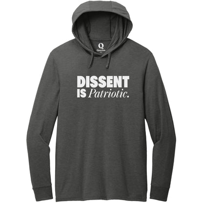 "Dissent is Patriotic." Quorum Tri-Blend Hoodie Tee editorial print in Space Black