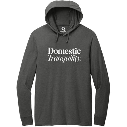 "Domestic Tranquility." Quorum Tri-Blend Hoodie Tee editorial print in Space Black