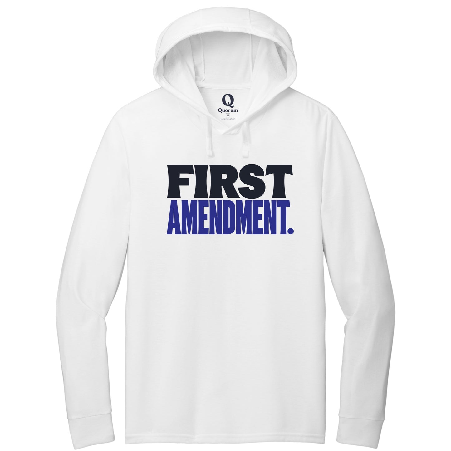 "First Amendment." Quorum Tri-Blend Hoodie Tee front print in Bright White