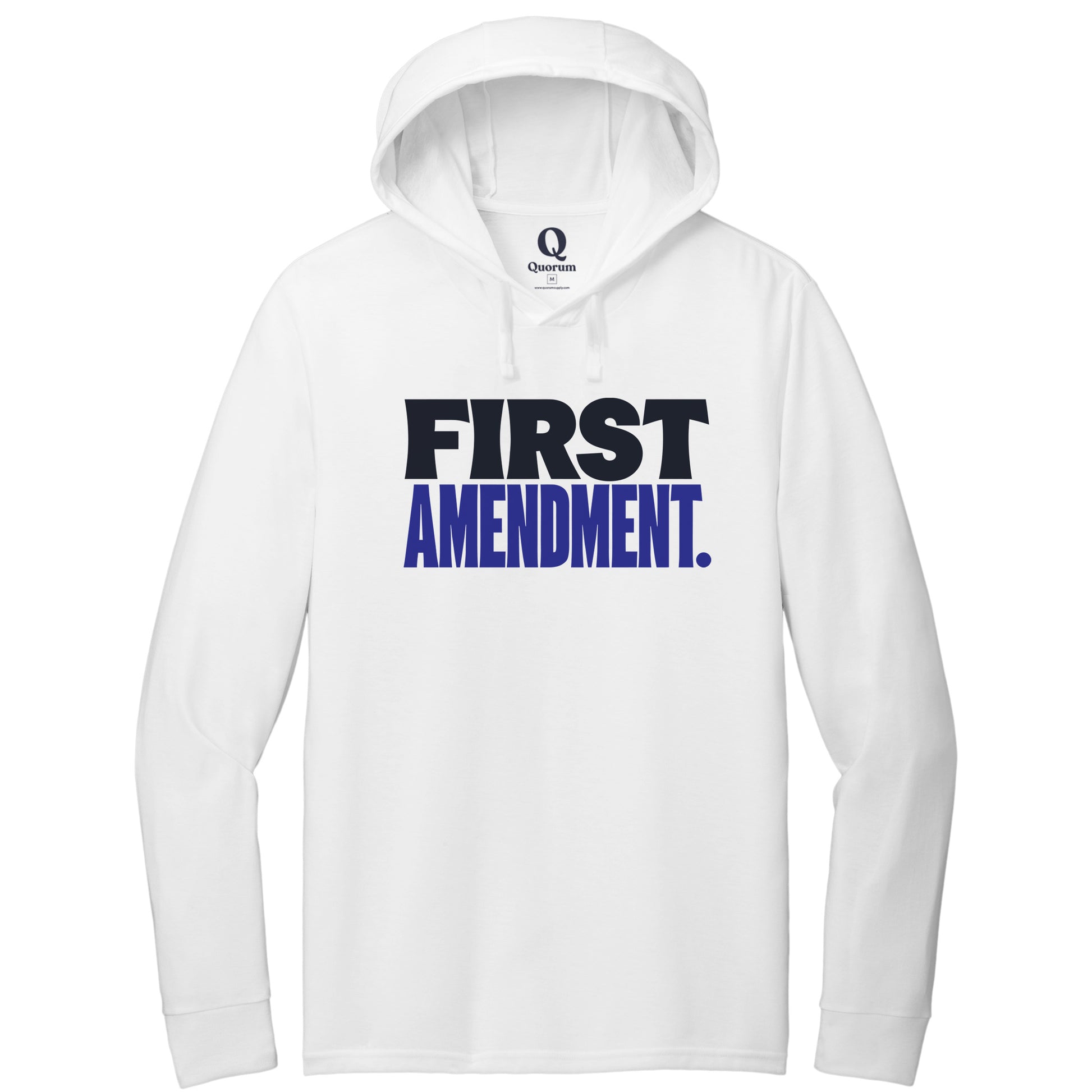 "First Amendment." Quorum Tri-Blend Hoodie Tee front print in Bright White