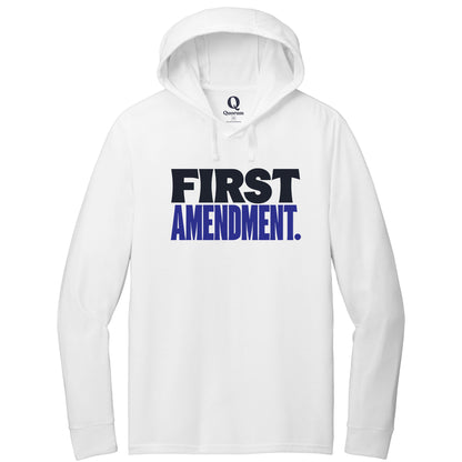 "First Amendment." Quorum Tri-Blend Hoodie Tee front print in Bright White