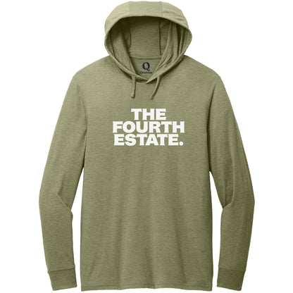 "The Fourth Estate." Quorum Tri-Blend Hoodie Tee editorial print in Olive You Green