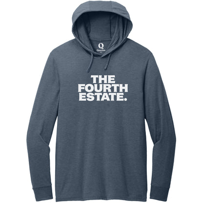 "The Fourth Estate." Quorum Tri-Blend Hoodie Tee editorial print in Rebel Blue