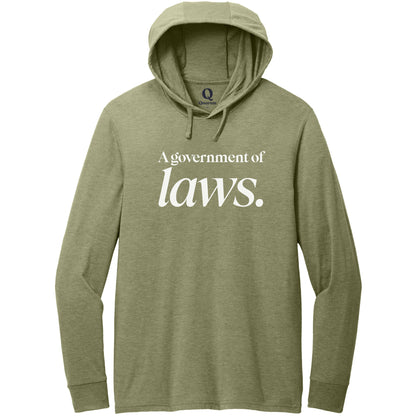 "A government of laws." Quorum Tri-Blend Hoodie Tee editorial print in Olive You Green
