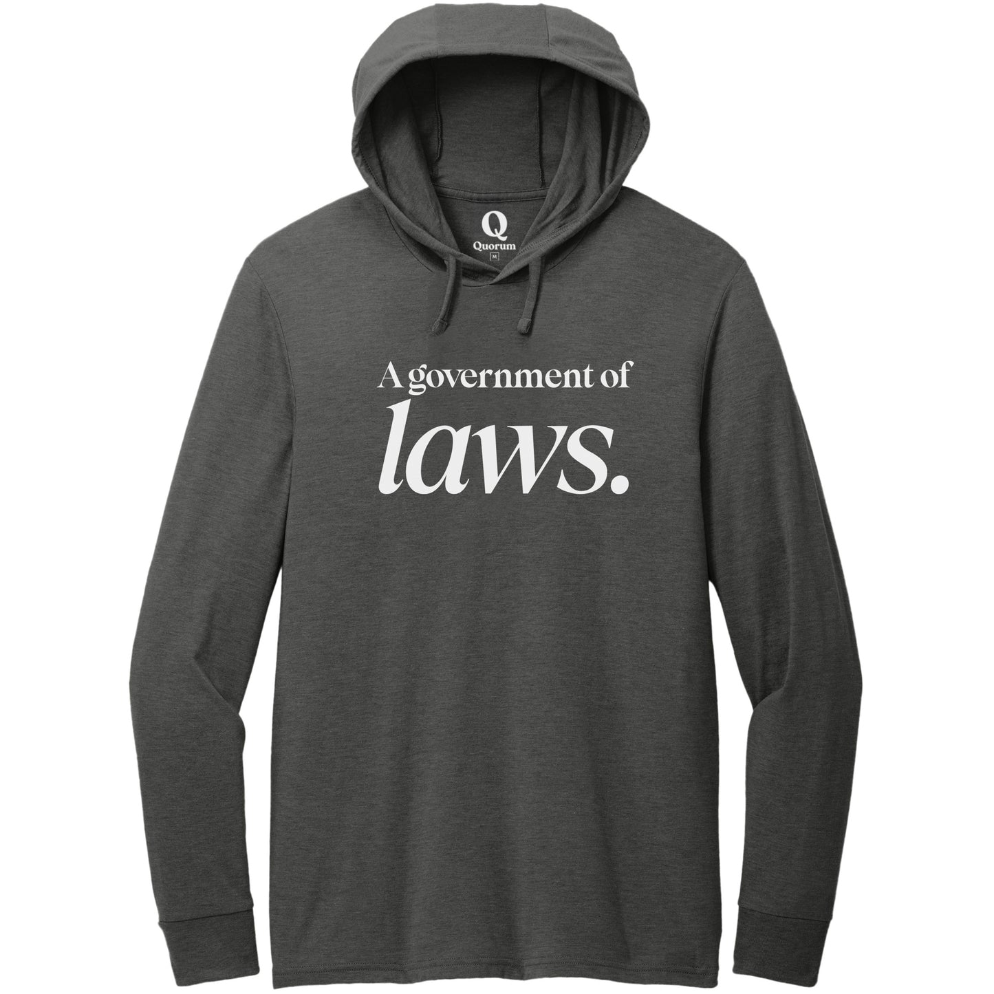 "A government of laws." Quorum Tri-Blend Hoodie Tee editorial print in Space Black