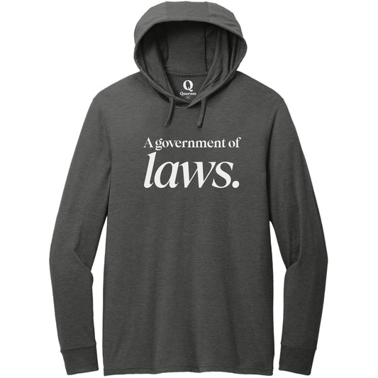 "A government of laws." Quorum Tri-Blend Hoodie Tee editorial print in Space Black