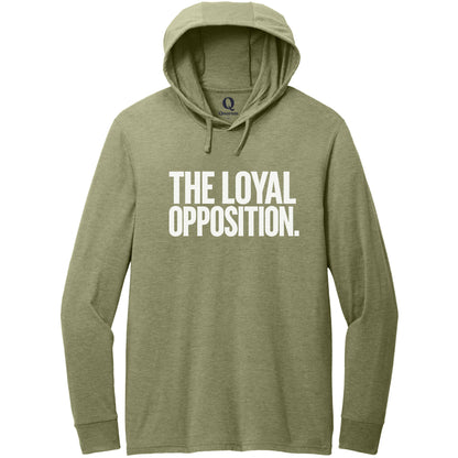 "The Loyal Opposition." Quorum Tri-Blend Hoodie Tee editorial print in Olive You Green