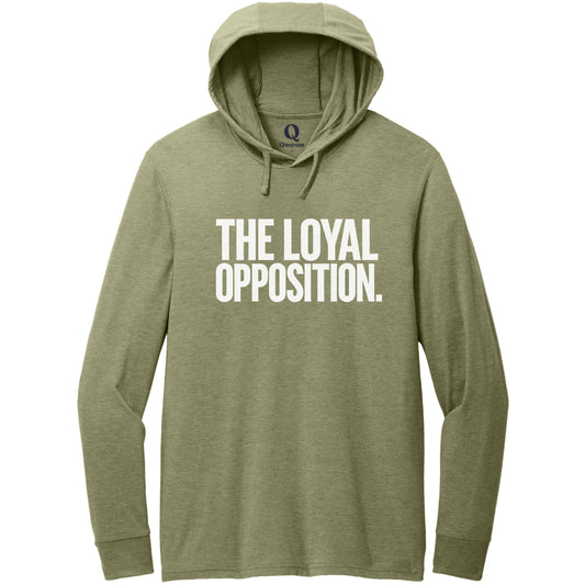 "The Loyal Opposition." Quorum Tri-Blend Hoodie Tee editorial print in Olive You Green