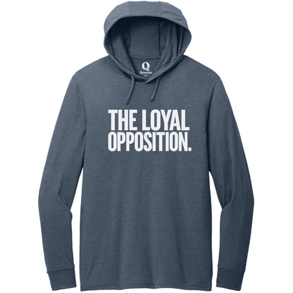 "The Loyal Opposition." Quorum Tri-Blend Hoodie Tee editorial print in Rebel Blue