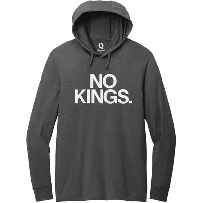 "No Kings." Quorum Tri-Blend Hoodie Tee editorial print in Space Black