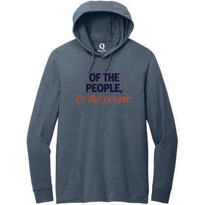 "Of the People, by the People." Quorum Tri-Blend Hoodie Tee front print in Rebel Blue