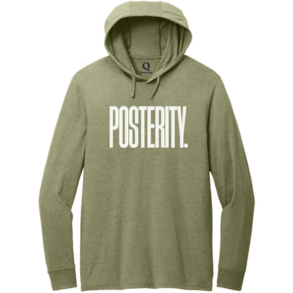 "Posterity." Quorum Tri-Blend Hoodie Tee editorial print in Olive You Green