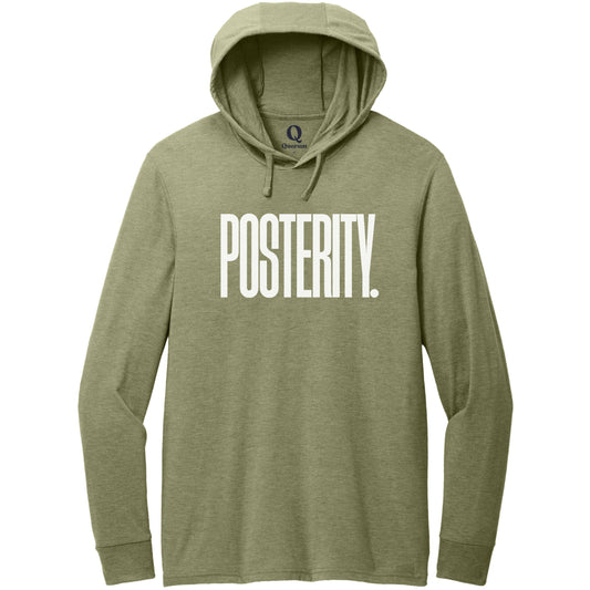 "Posterity." Quorum Tri-Blend Hoodie Tee editorial print in Olive You Green