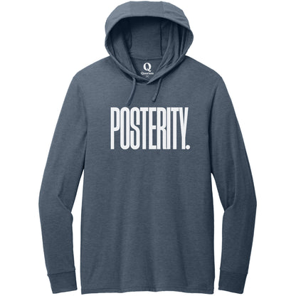 "Posterity." Quorum Tri-Blend Hoodie Tee editorial print in Rebel Blue