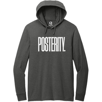 "Posterity." Quorum Tri-Blend Hoodie Tee editorial print in Space Black