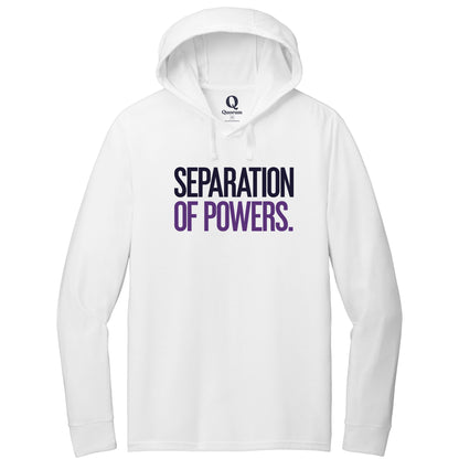 "Separation of Powers." Quorum Tri-Blend Hoodie Tee front print in Bright White