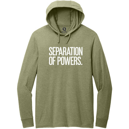 "Separation of Powers." Quorum Tri-Blend Hoodie Tee editorial print in Olive You Green