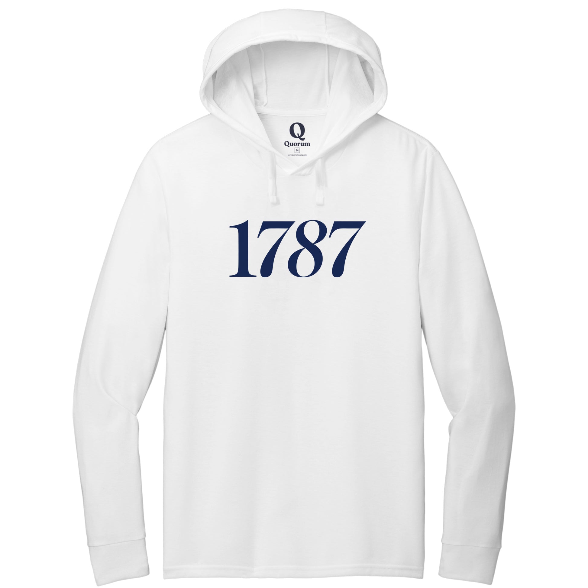 "1787." Quorum Tri-Blend Hoodie Tee front print in Bright White