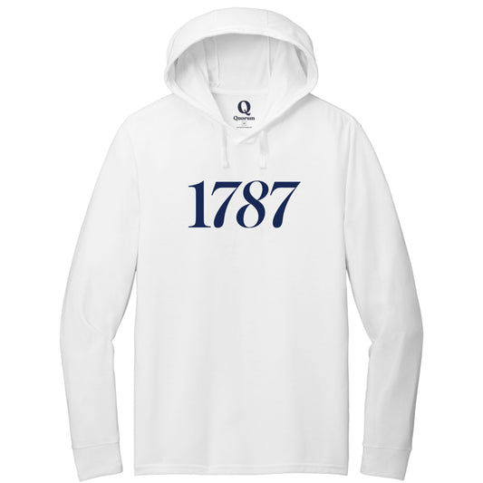 "1787." Quorum Tri-Blend Hoodie Tee front print in Bright White
