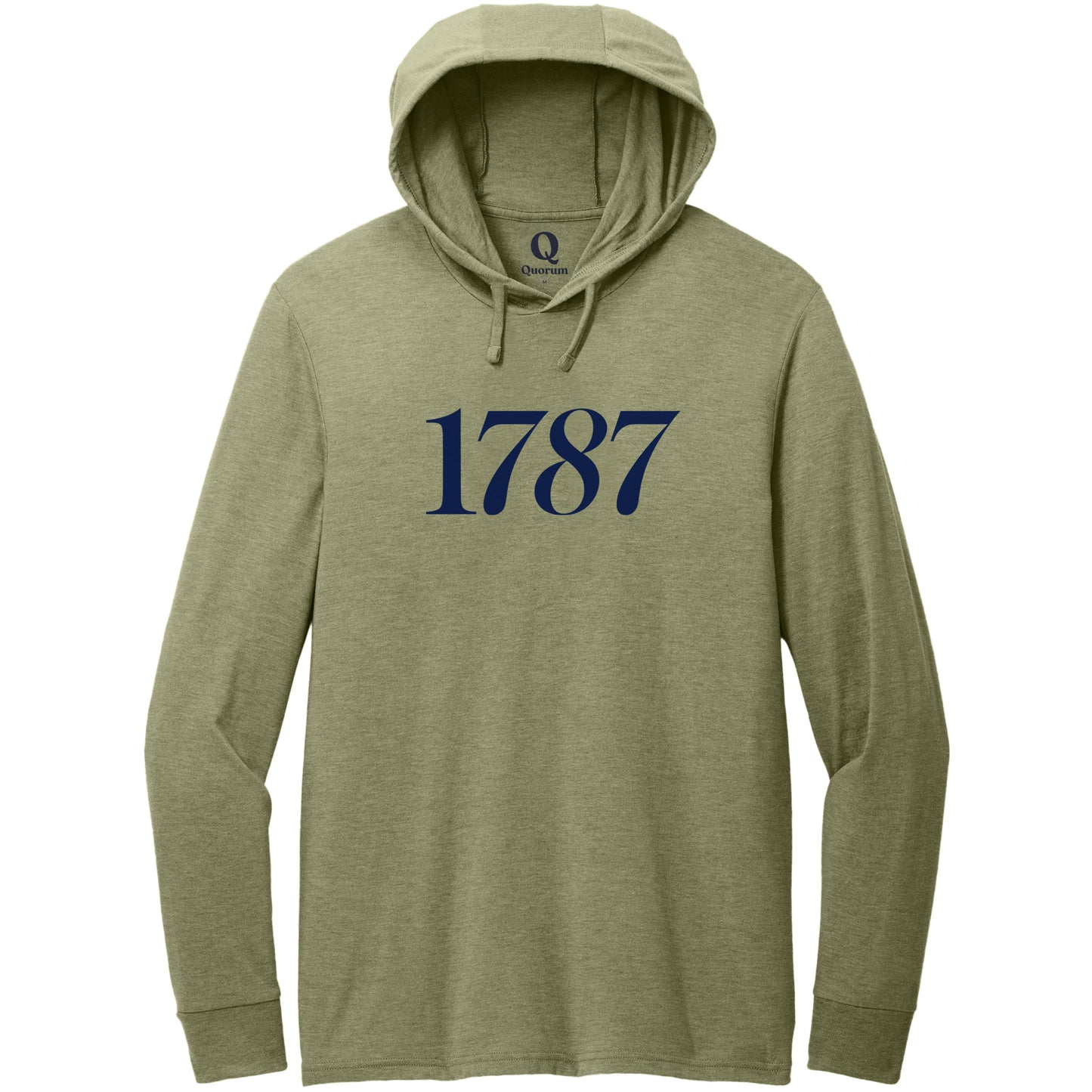 "1787." Quorum Tri-Blend Hoodie Tee front print in Olive You Green