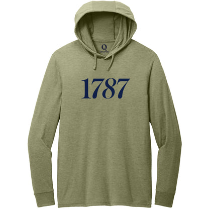 "1787." Quorum Tri-Blend Hoodie Tee front print in Olive You Green