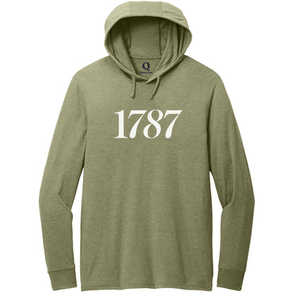 "1787." Quorum Tri-Blend Hoodie Tee editorial print in Olive You Green