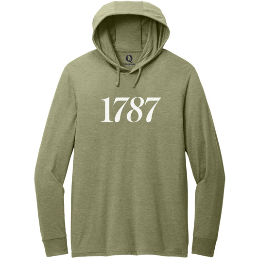 "1787." Quorum Tri-Blend Hoodie Tee editorial print in Olive You Green