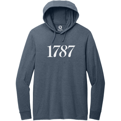 "1787." Quorum Tri-Blend Hoodie Tee editorial print in Rebel Blue