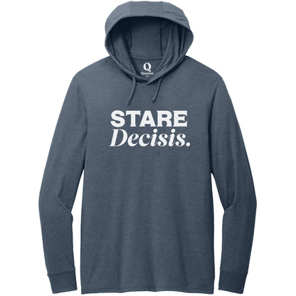 "Stare Decisis." Quorum Tri-Blend Hoodie Tee editorial print in Rebel Blue