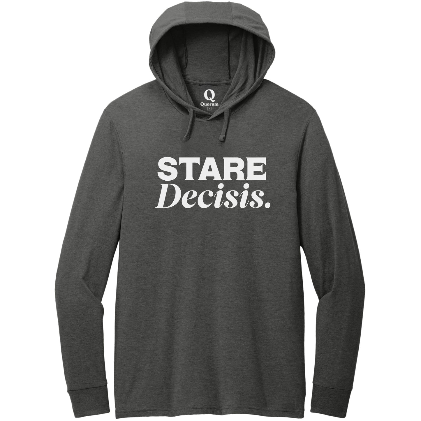 "Stare Decisis." Quorum Tri-Blend Hoodie Tee editorial print in Space Black